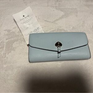 Kate Spade Blue Continental Wallet with Flap Closure
